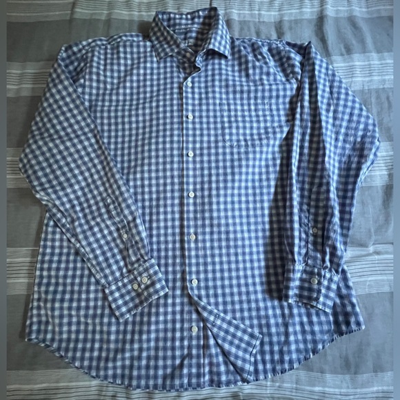 Men’s Peter Millar Blue Check Button Down Shirt Size XL - Picture 1 of 11
